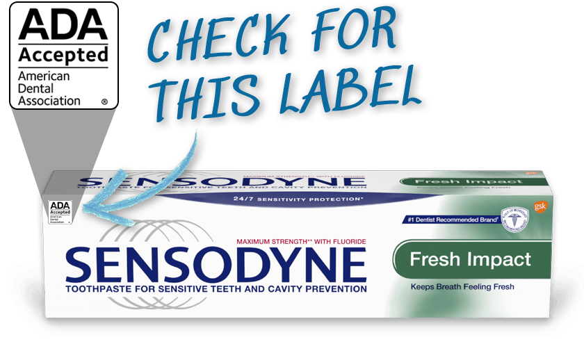 ADA label on Sensodyne toothpaste