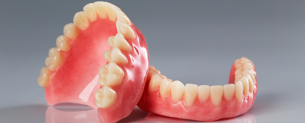 top and bottom dentures on counter