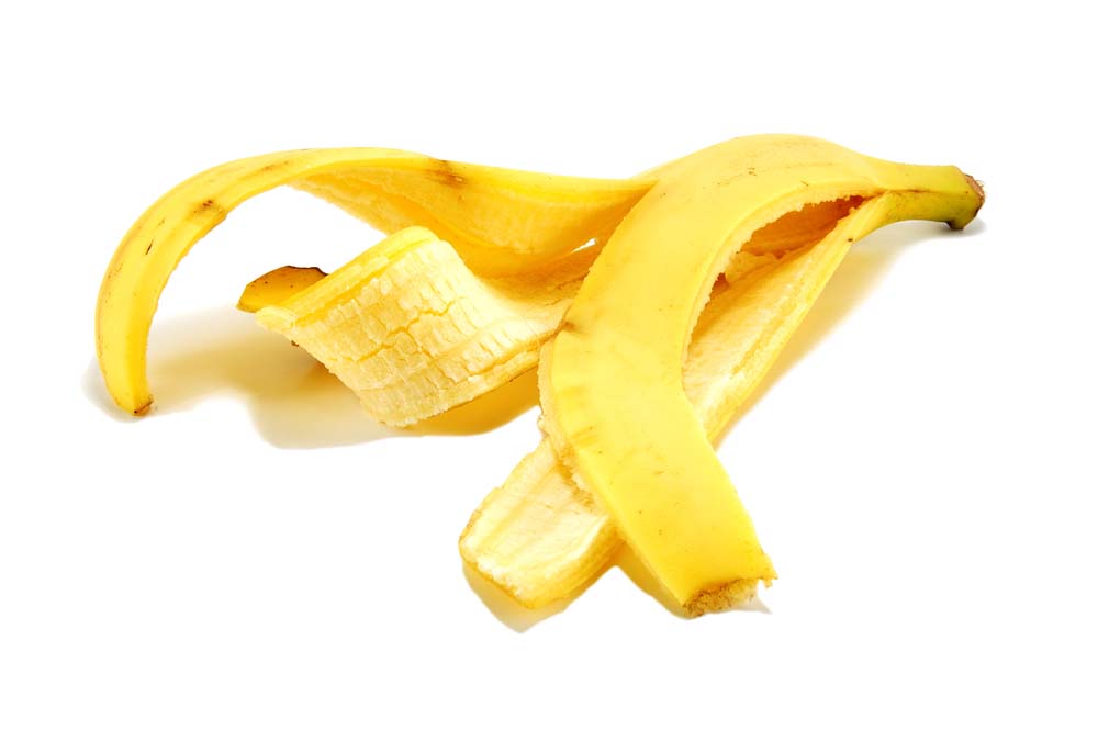 a banana peel on a white background